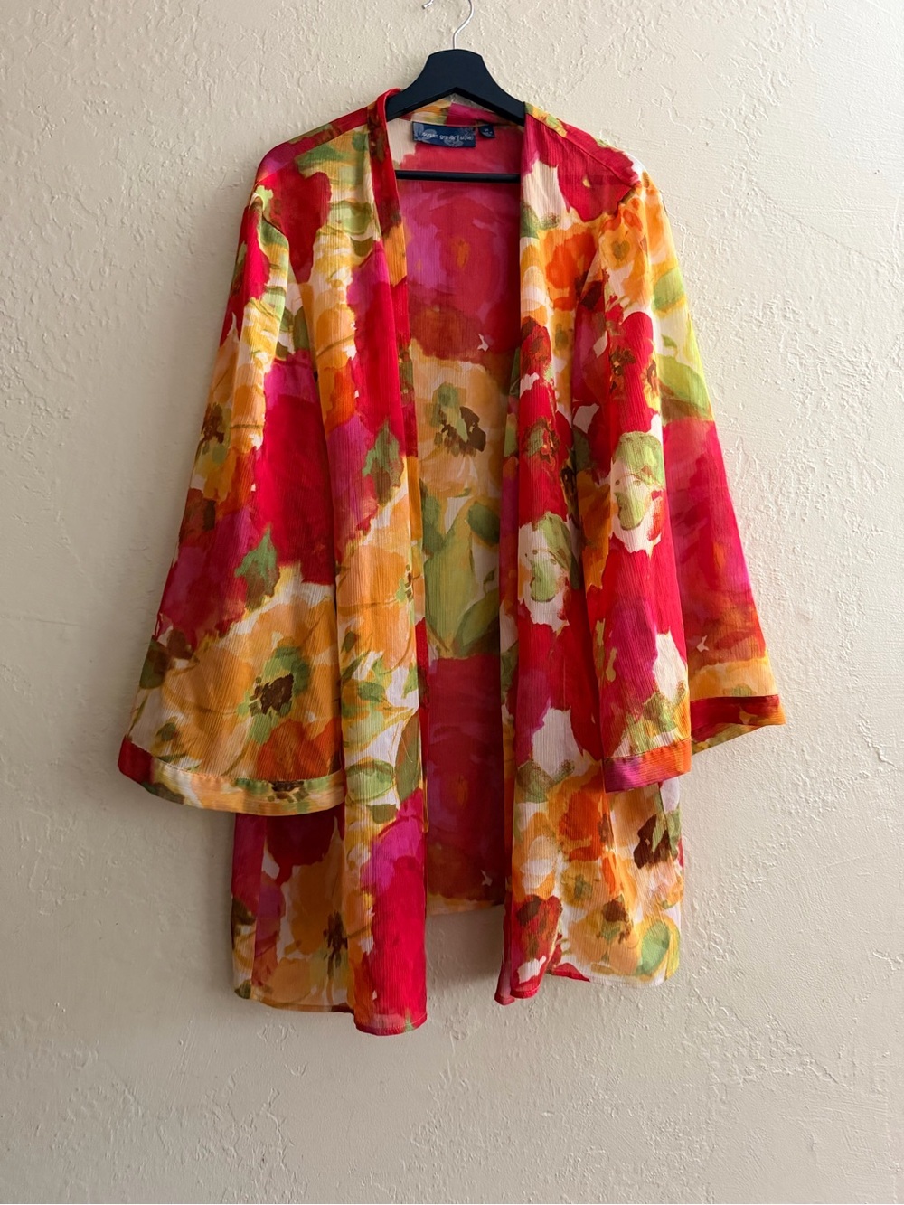 Susan Graver Pink and Orange Floral Kimono